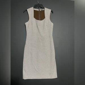 Ann Taylor Cream and Brown Houndstooth Mini Dress